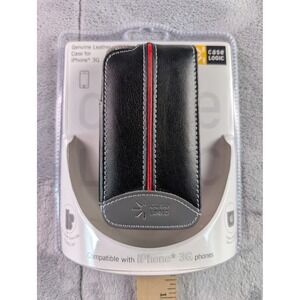 Case Logic iPhone 3G Genuine Leather Pouch Swivel Belt Clip Black Red CLPIPH138V